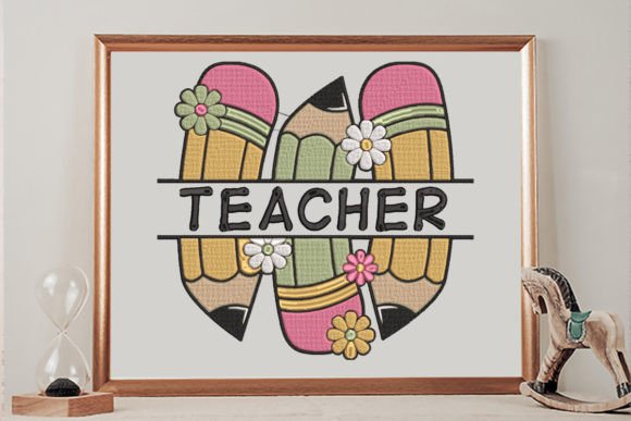 Floral Pencils Teacher: A Whimsical Embroidery Design