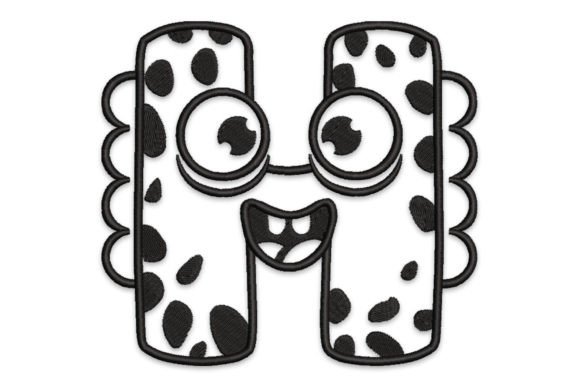 Monster Alphabet Letter H: Elevating Textile Design with Whimsical Embroidery