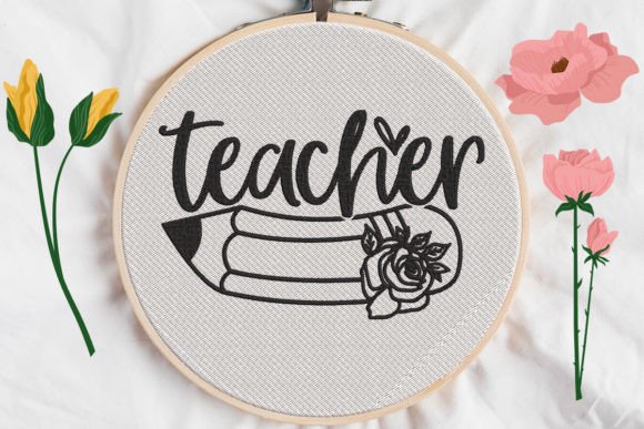 Teacher Sign: A Whimsical Embroidery Design for Every Fabric